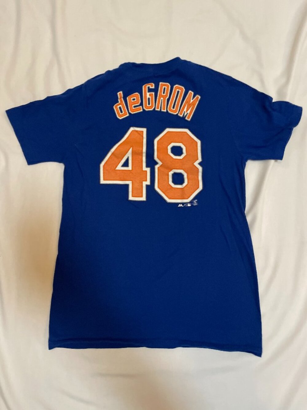 New York Mens Jacob DeGrom T Shirt Youth Boys Size Large Blue Orange